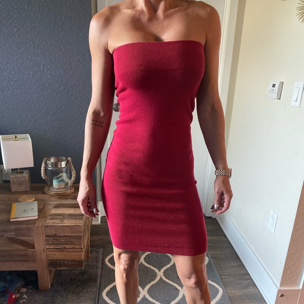 Strapless Ribbed Dress